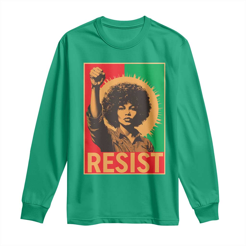 Angela Davis Long Sleeve Shirt Political Protest Resist Civil Rights Freedom - Wonder Print Shop