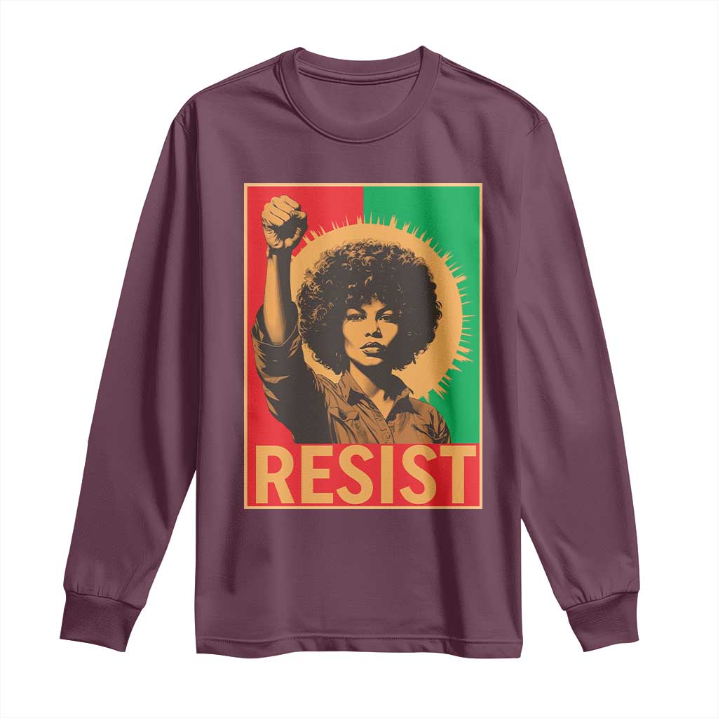 Angela Davis Long Sleeve Shirt Political Protest Resist Civil Rights Freedom - Wonder Print Shop