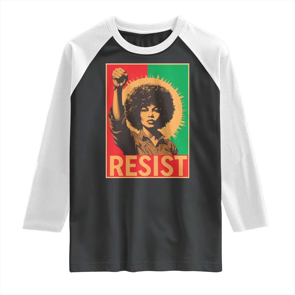 Angela Davis Raglan Shirt Political Protest Resist Civil Rights Freedom - Wonder Print Shop