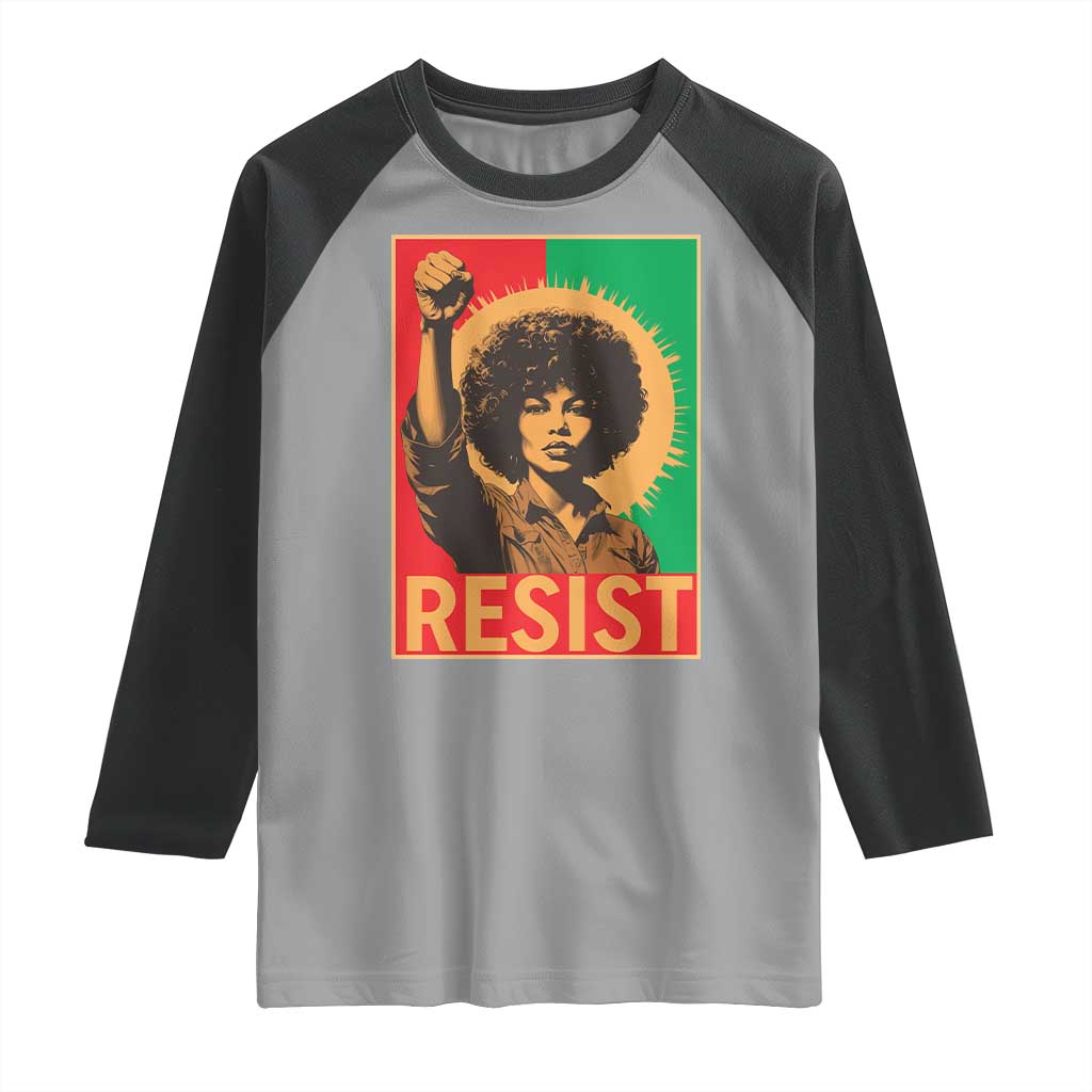 Angela Davis Raglan Shirt Political Protest Resist Civil Rights Freedom - Wonder Print Shop