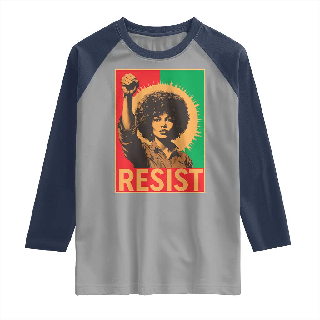 Angela Davis Raglan Shirt Political Protest Resist Civil Rights Freedom - Wonder Print Shop
