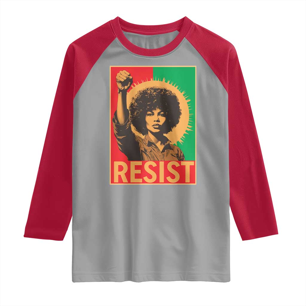 Angela Davis Raglan Shirt Political Protest Resist Civil Rights Freedom - Wonder Print Shop
