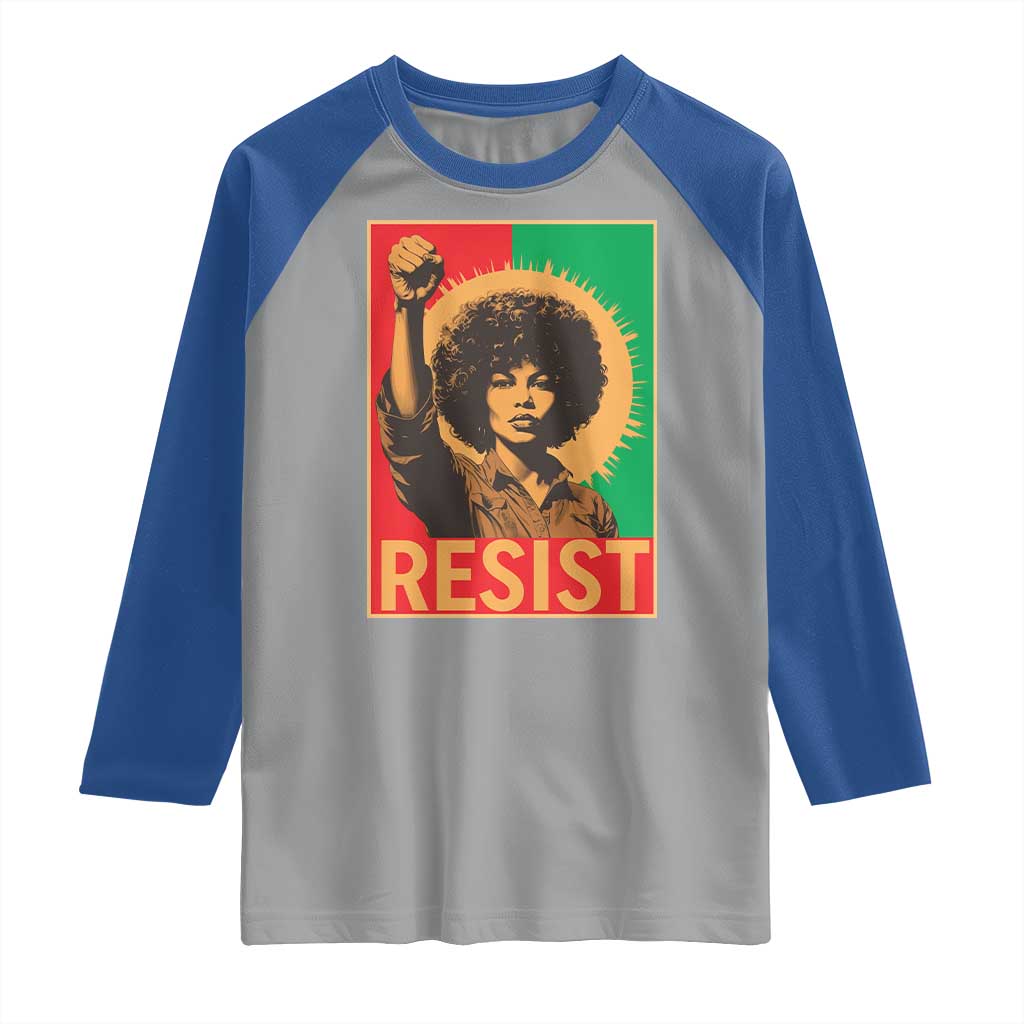 Angela Davis Raglan Shirt Political Protest Resist Civil Rights Freedom - Wonder Print Shop