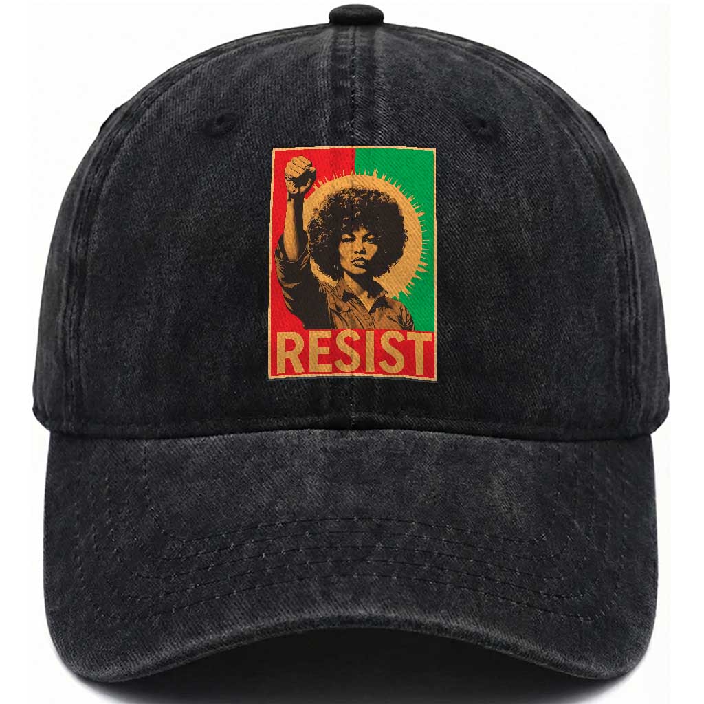 Angela Davis Washed Cotton Baseball Cap Political Protest Resist Civil Rights Freedom