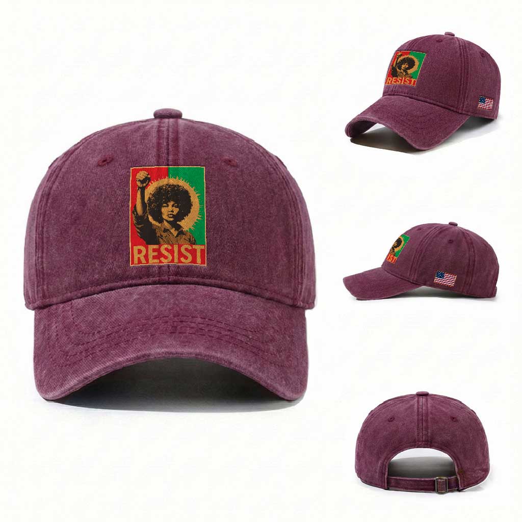 Angela Davis Washed Cotton Baseball Cap Political Protest Resist Civil Rights Freedom