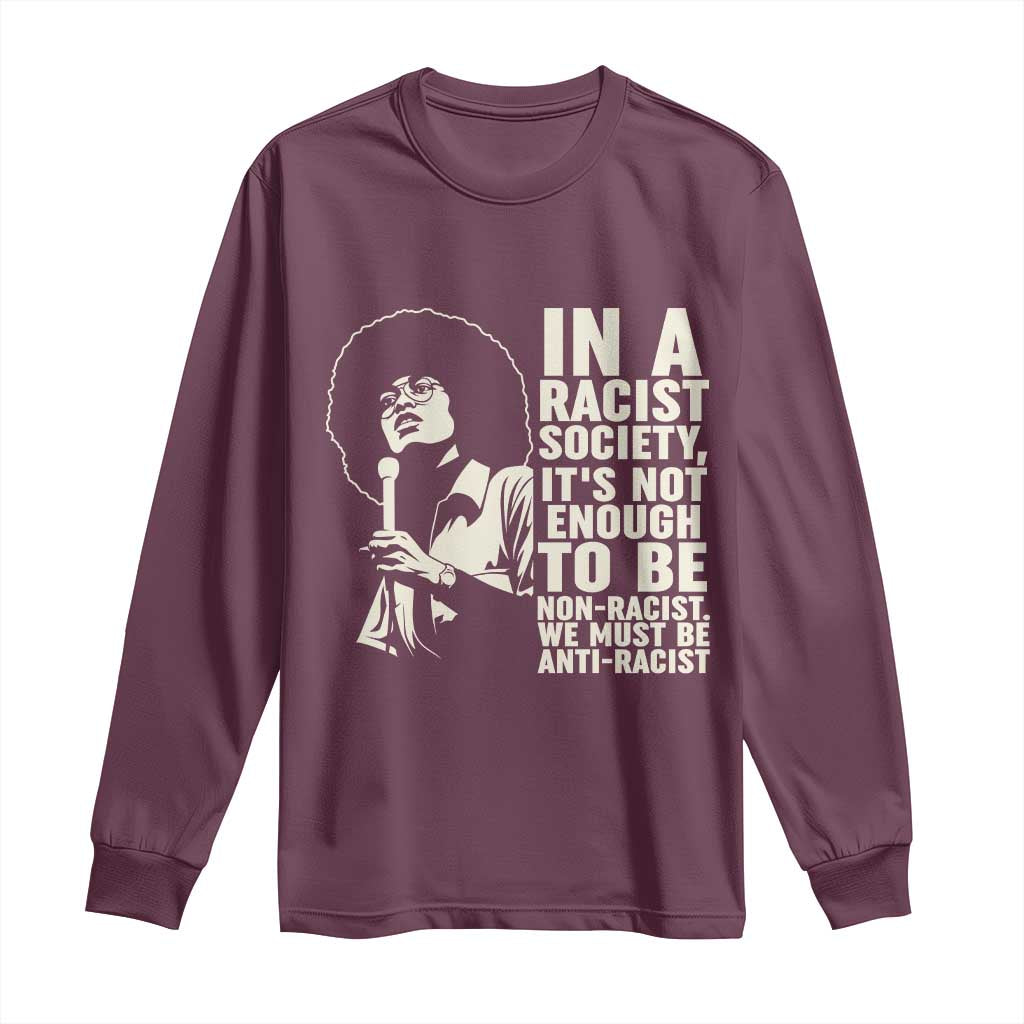 Angela Davis Inspirational Quote Long Sleeve Shirt - Wonder Print Shop