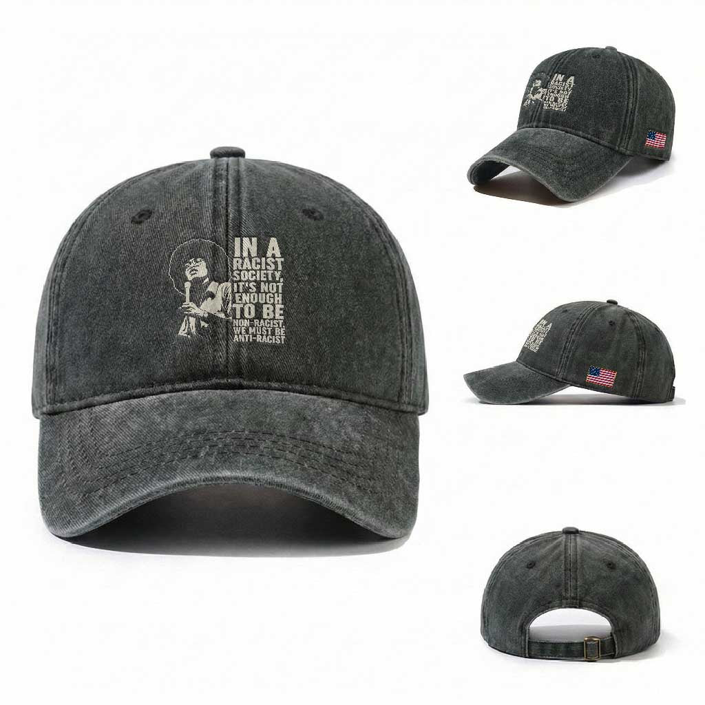 Angela Davis Inspirational Quote Washed Cotton Baseball Cap