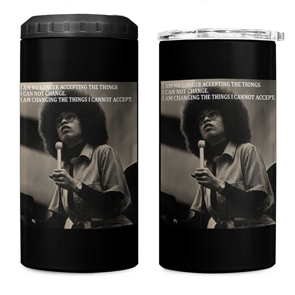 Angela Davis Inspirational Quote 4 in 1 Can Cooler Tumbler Black History Month - Wonder Print Shop