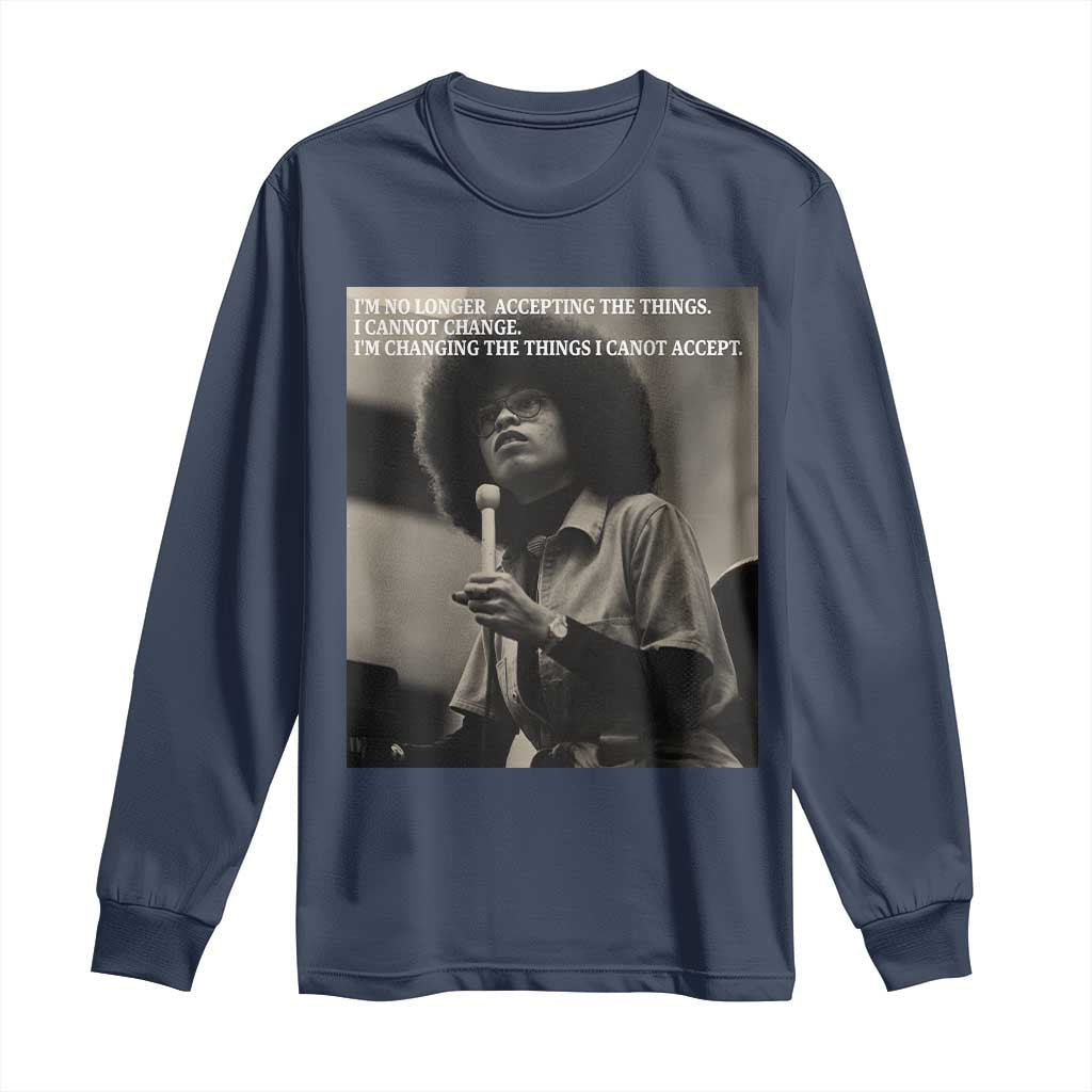 Angela Davis Inspirational Quote Long Sleeve Shirt Black History Month - Wonder Print Shop