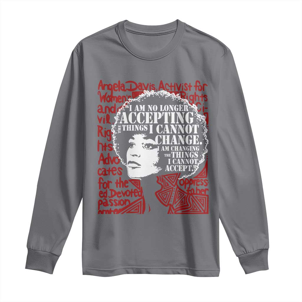 Angela Davis Inspirational Quote Long Sleeve Shirt Black History Month - Wonder Print Shop