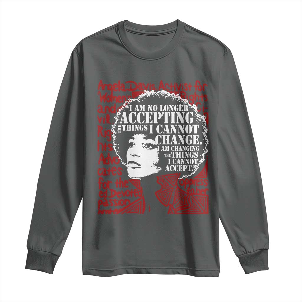 Angela Davis Inspirational Quote Long Sleeve Shirt Black History Month - Wonder Print Shop