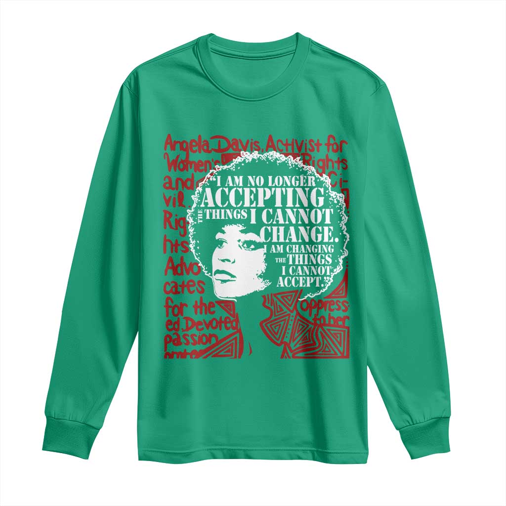 Angela Davis Inspirational Quote Long Sleeve Shirt Black History Month - Wonder Print Shop