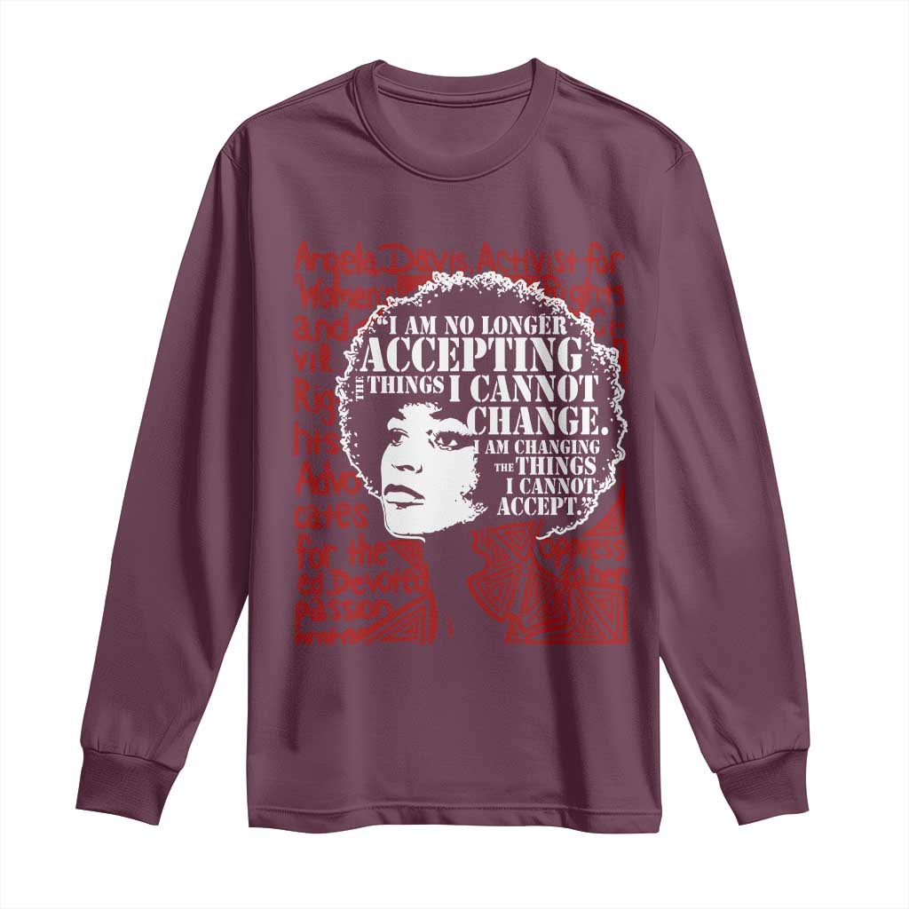 Angela Davis Inspirational Quote Long Sleeve Shirt Black History Month - Wonder Print Shop