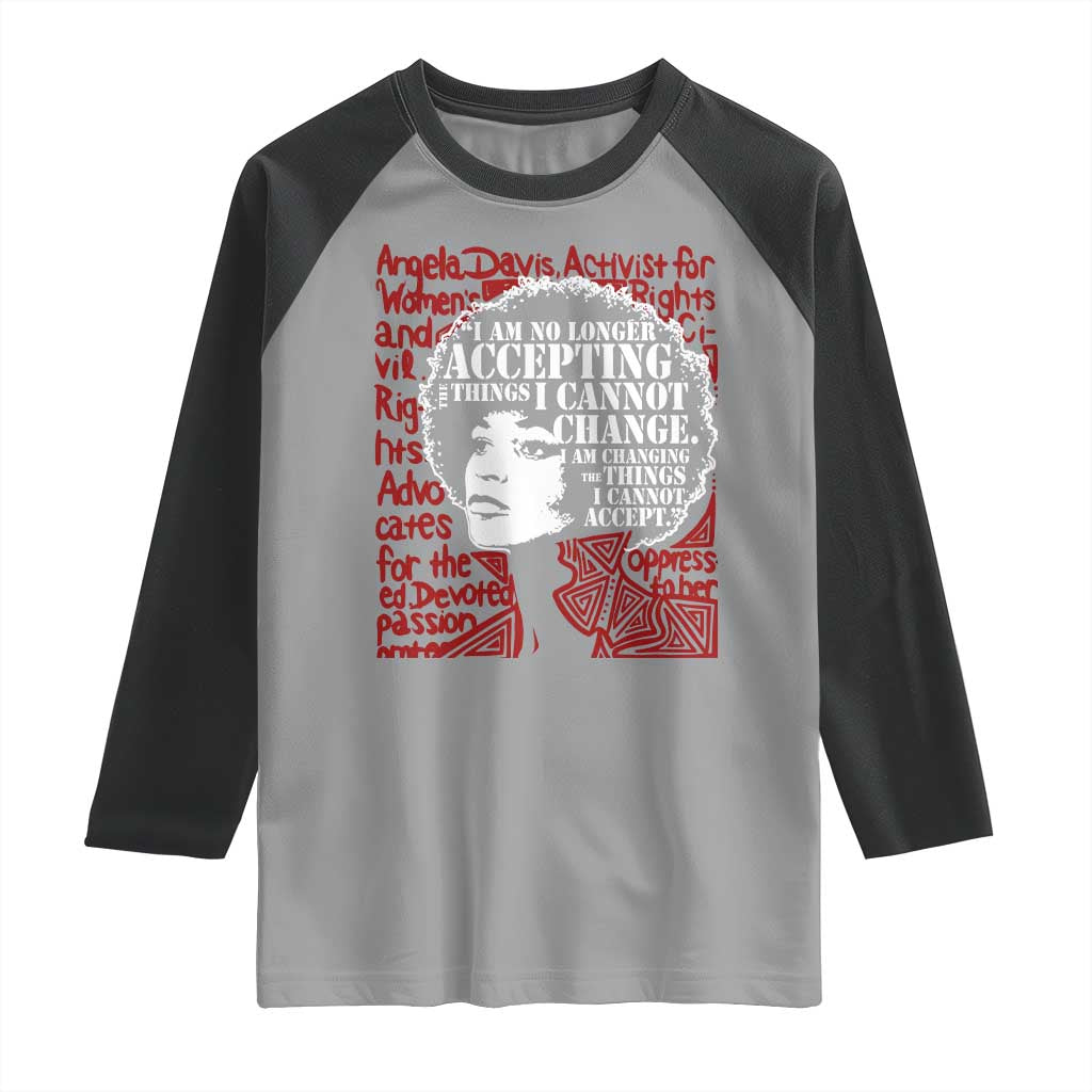 Angela Davis Inspirational Quote Raglan Shirt Black History Month - Wonder Print Shop