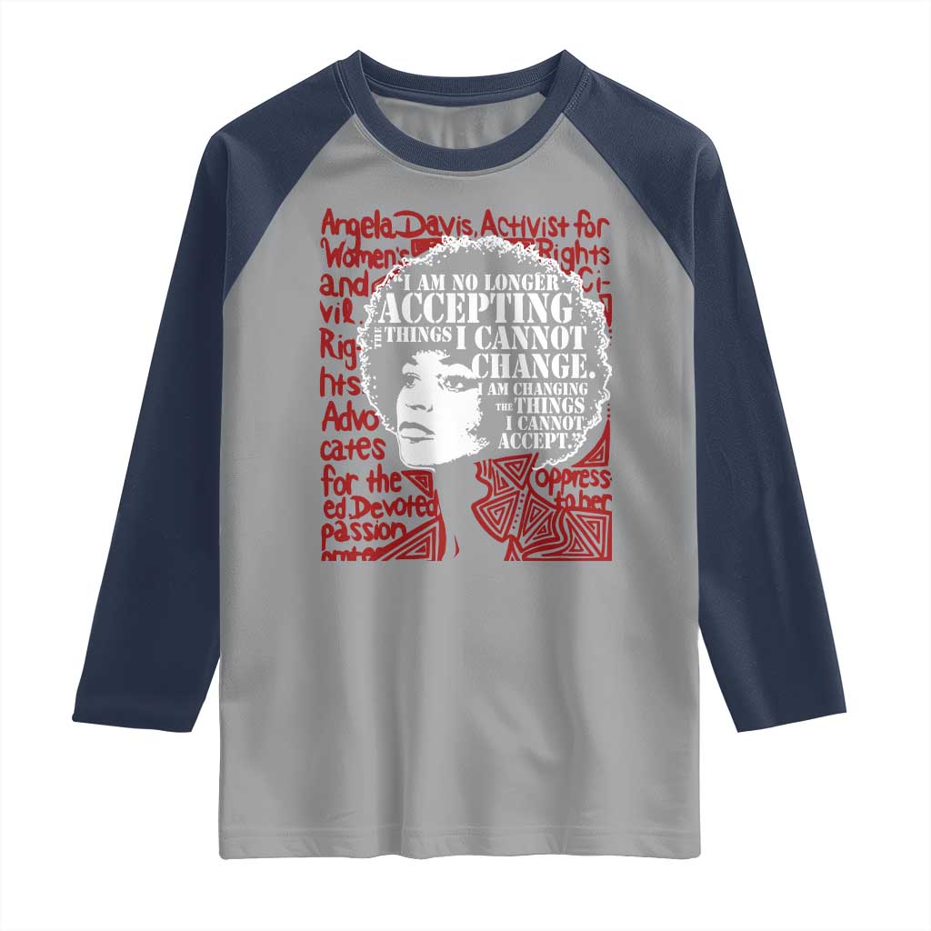 Angela Davis Inspirational Quote Raglan Shirt Black History Month - Wonder Print Shop