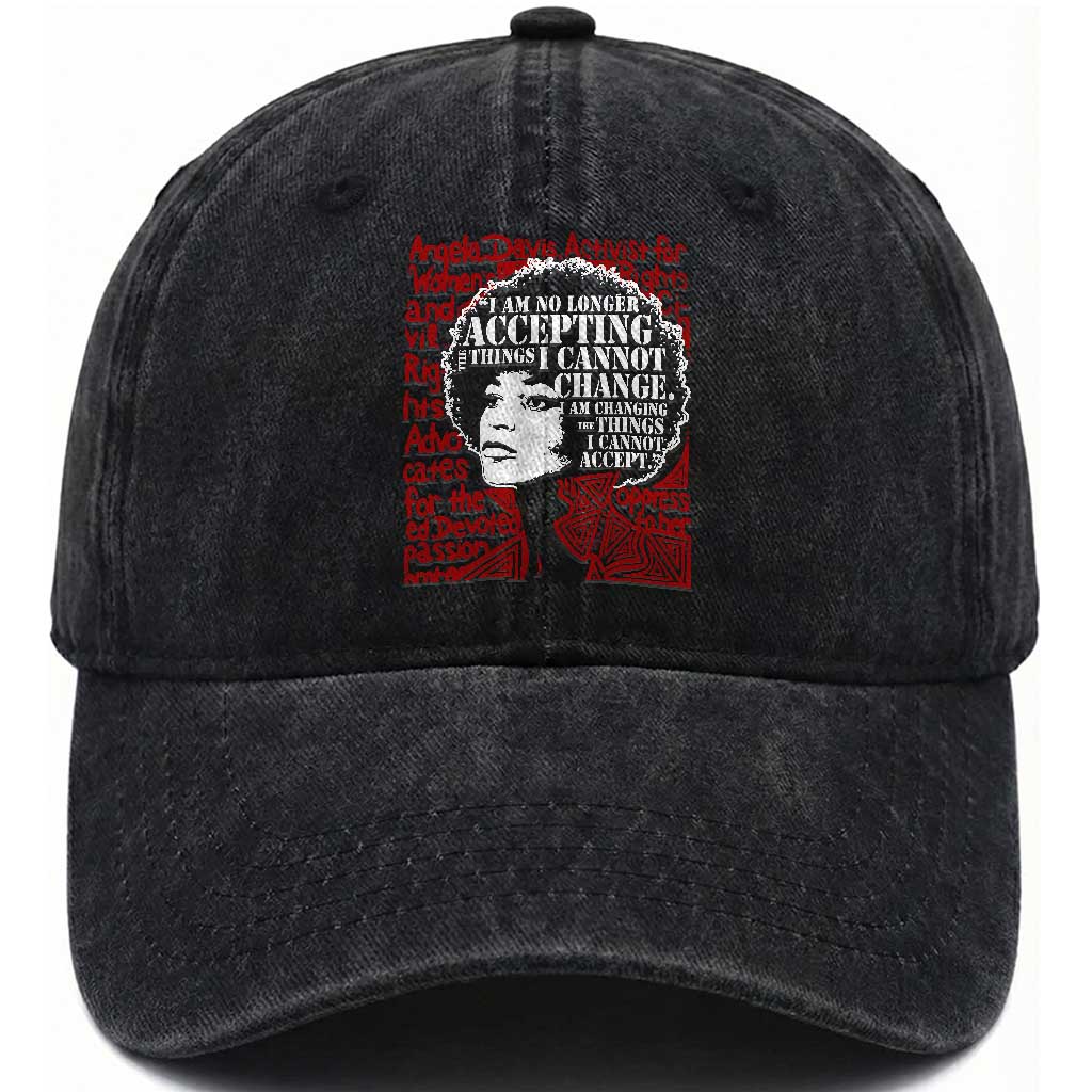 Angela Davis Inspirational Quote Washed Cotton Baseball Cap Black History Month