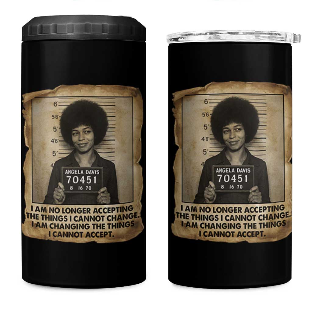 Angela Davis Inspirational Quote 4 in 1 Can Cooler Tumbler Black History Melanin - Wonder Print Shop