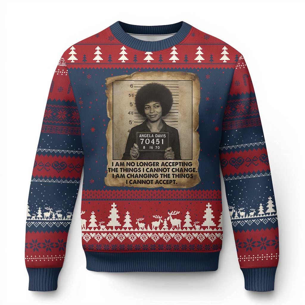 Angela Davis Inspirational Quote Ugly Christmas Sweater Black History Melanin - Wonder Print Shop