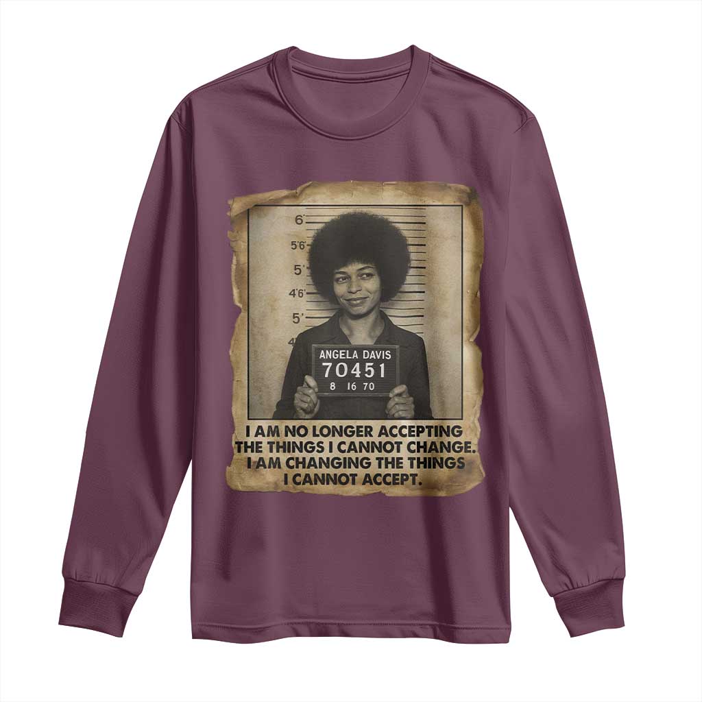 Angela Davis Inspirational Quote Long Sleeve Shirt Black History Melanin - Wonder Print Shop