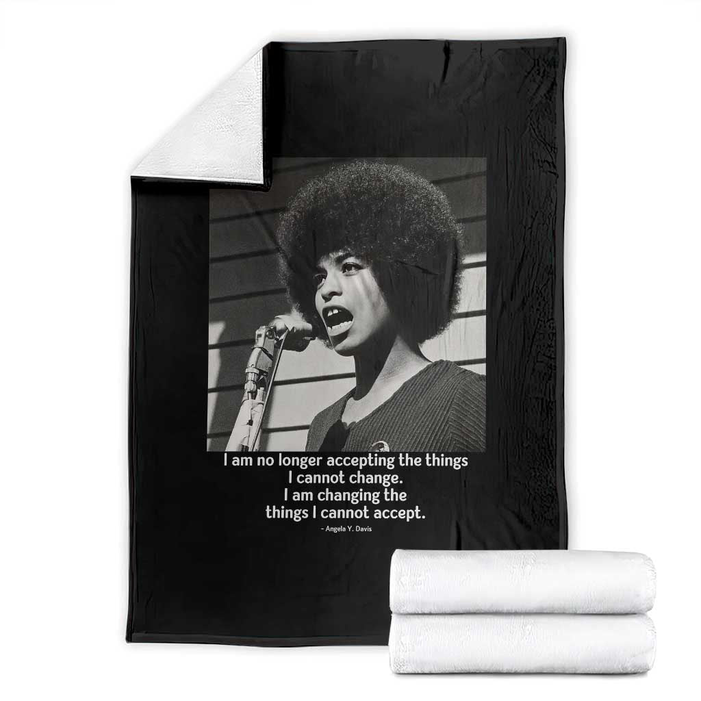 Angela Davis Inspirational Quote Throw Blanket Black History African Pride Power - Wonder Print Shop