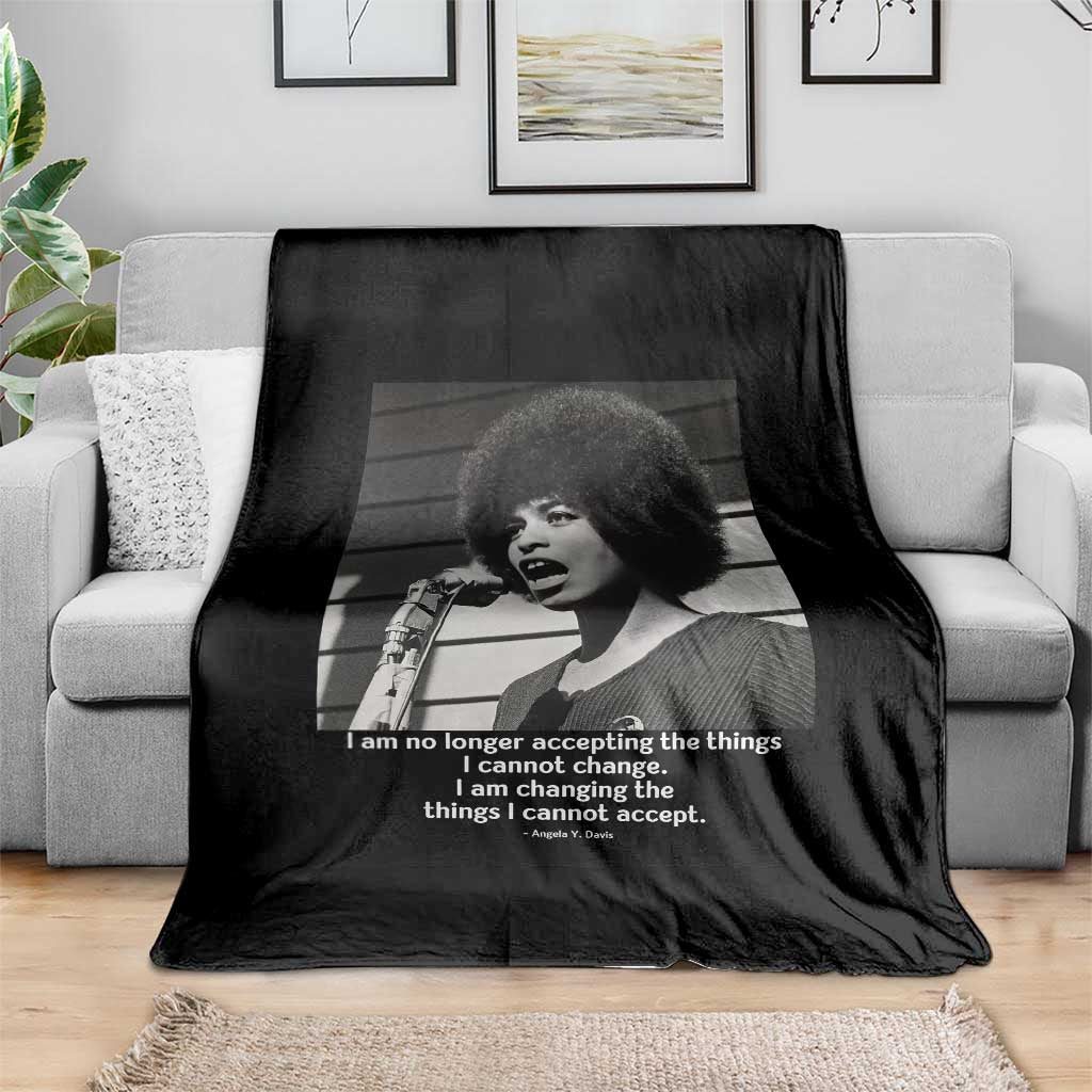 Angela Davis Inspirational Quote Throw Blanket Black History African Pride Power - Wonder Print Shop