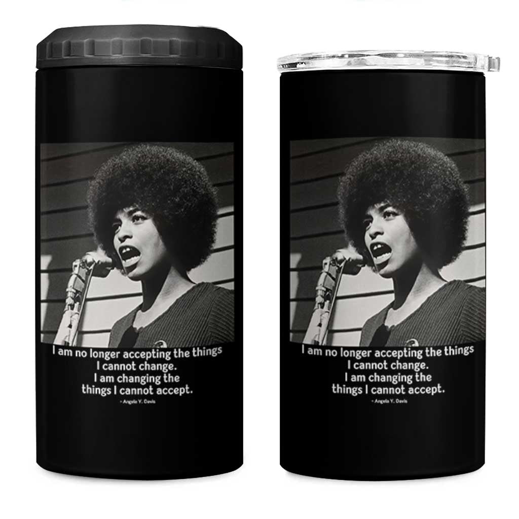 Angela Davis Inspirational Quote 4 in 1 Can Cooler Tumbler Black History African Pride Power - Wonder Print Shop