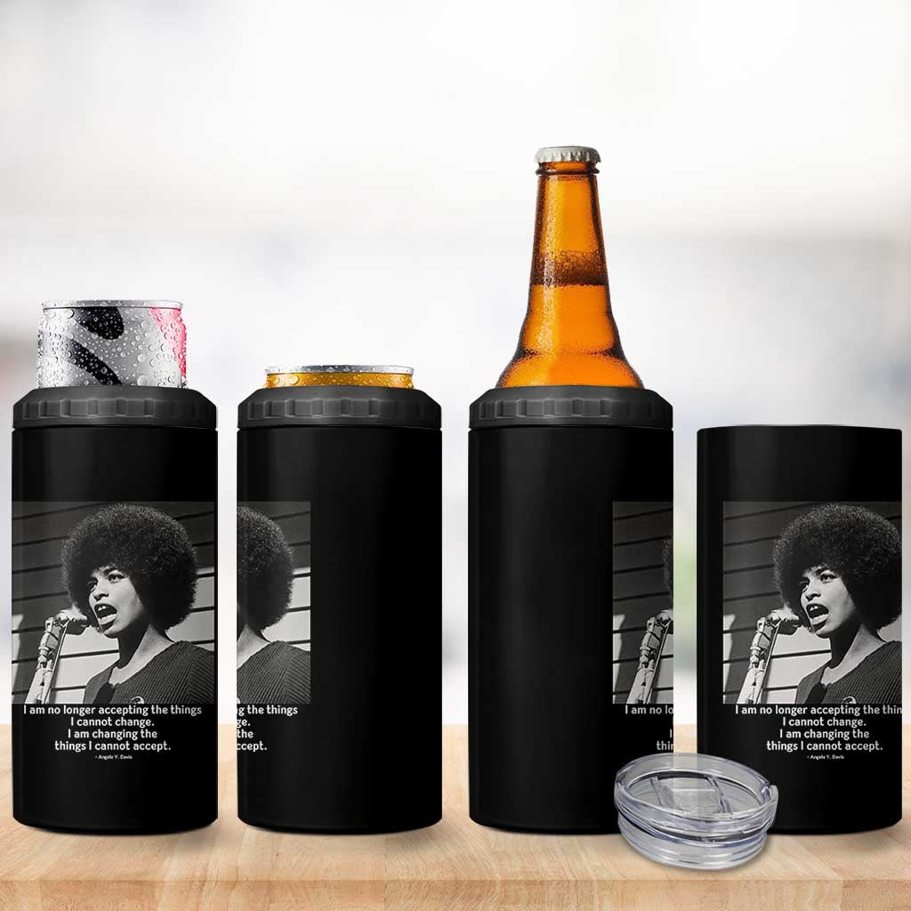 Angela Davis Inspirational Quote 4 in 1 Can Cooler Tumbler Black History African Pride Power - Wonder Print Shop