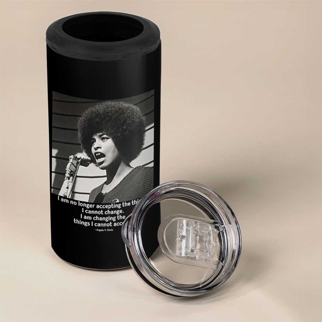 Angela Davis Inspirational Quote 4 in 1 Can Cooler Tumbler Black History African Pride Power - Wonder Print Shop