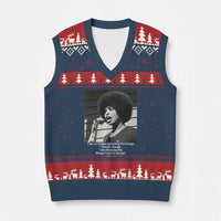 Angela Davis Inspirational Quote V-Neck Knit Sweater Vest Black History African Pride Power - Wonder Print Shop