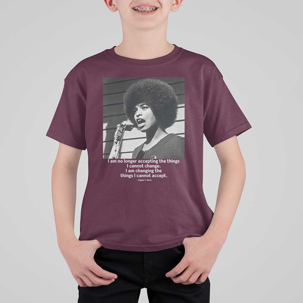 Angela Davis Inspirational Quote T Shirt For Kid Black History African Pride Power - Wonder Print Shop