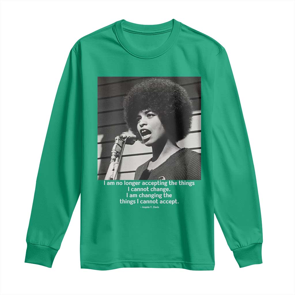 Angela Davis Inspirational Quote Long Sleeve Shirt Black History African Pride Power - Wonder Print Shop