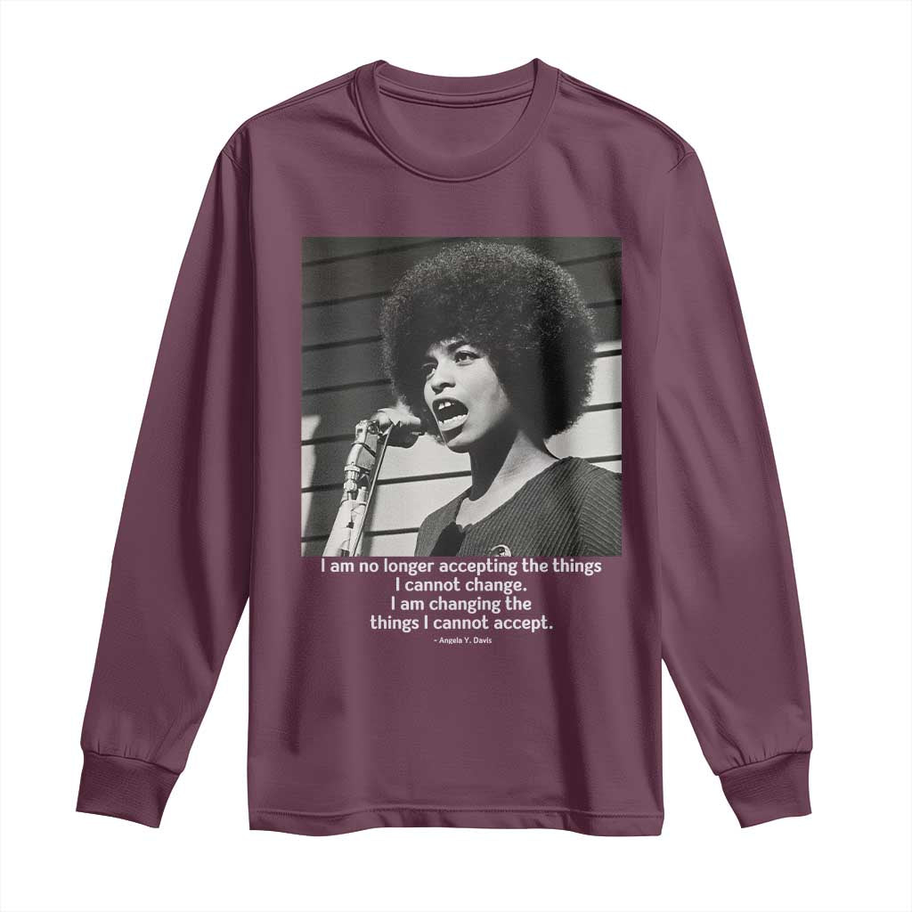 Angela Davis Inspirational Quote Long Sleeve Shirt Black History African Pride Power - Wonder Print Shop