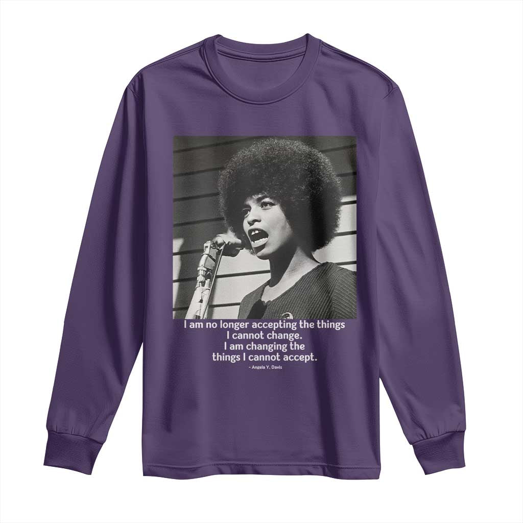 Angela Davis Inspirational Quote Long Sleeve Shirt Black History African Pride Power - Wonder Print Shop