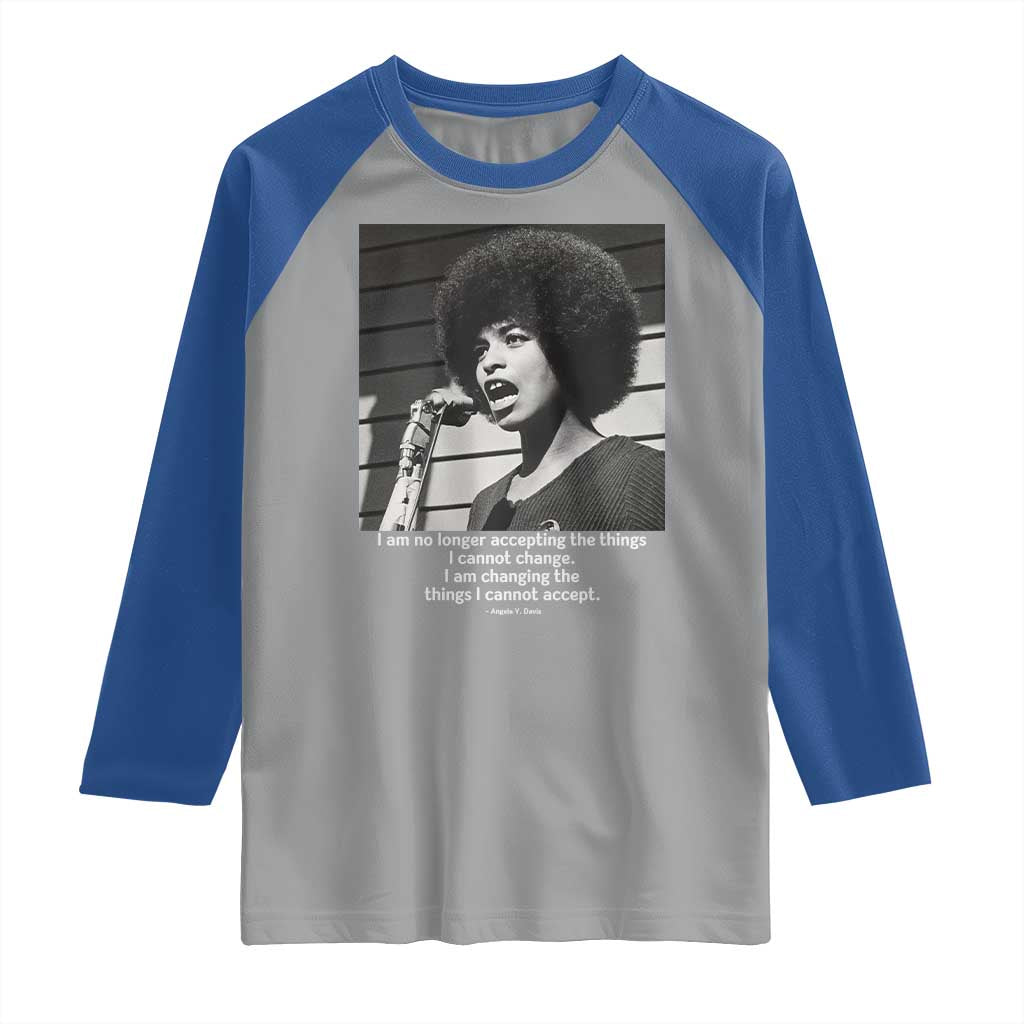 Angela Davis Inspirational Quote Raglan Shirt Black History African Pride Power - Wonder Print Shop