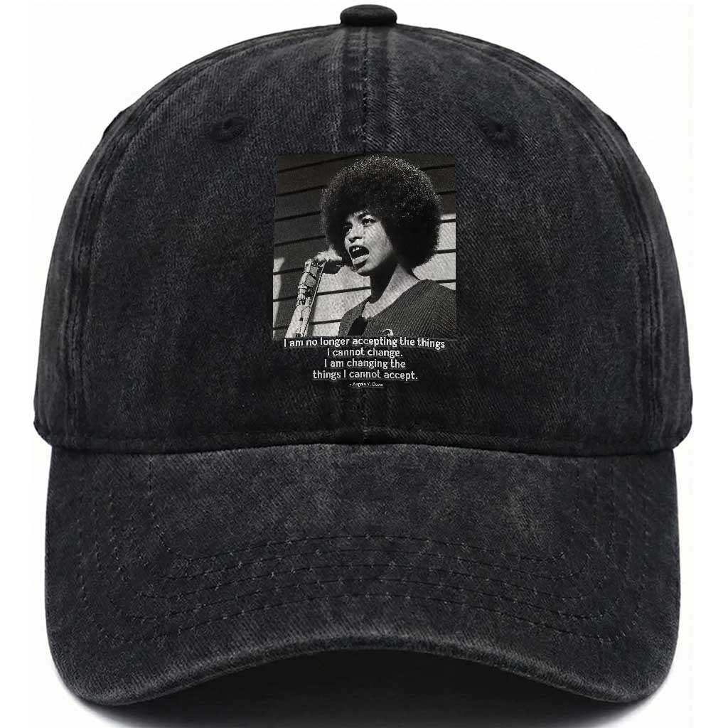 Angela Davis Inspirational Quote Washed Cotton Baseball Cap Black History African Pride Power