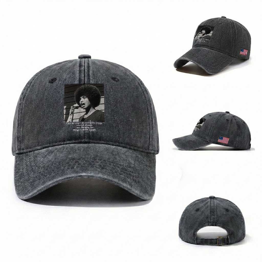 Angela Davis Inspirational Quote Washed Cotton Baseball Cap Black History African Pride Power
