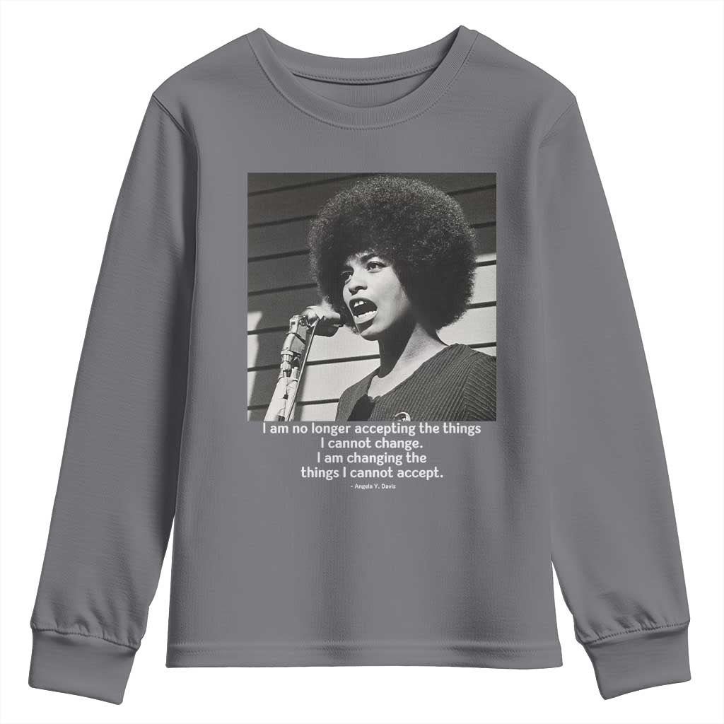 Angela Davis Inspirational Quote Youth Sweatshirt Black History African Pride Power - Wonder Print Shop