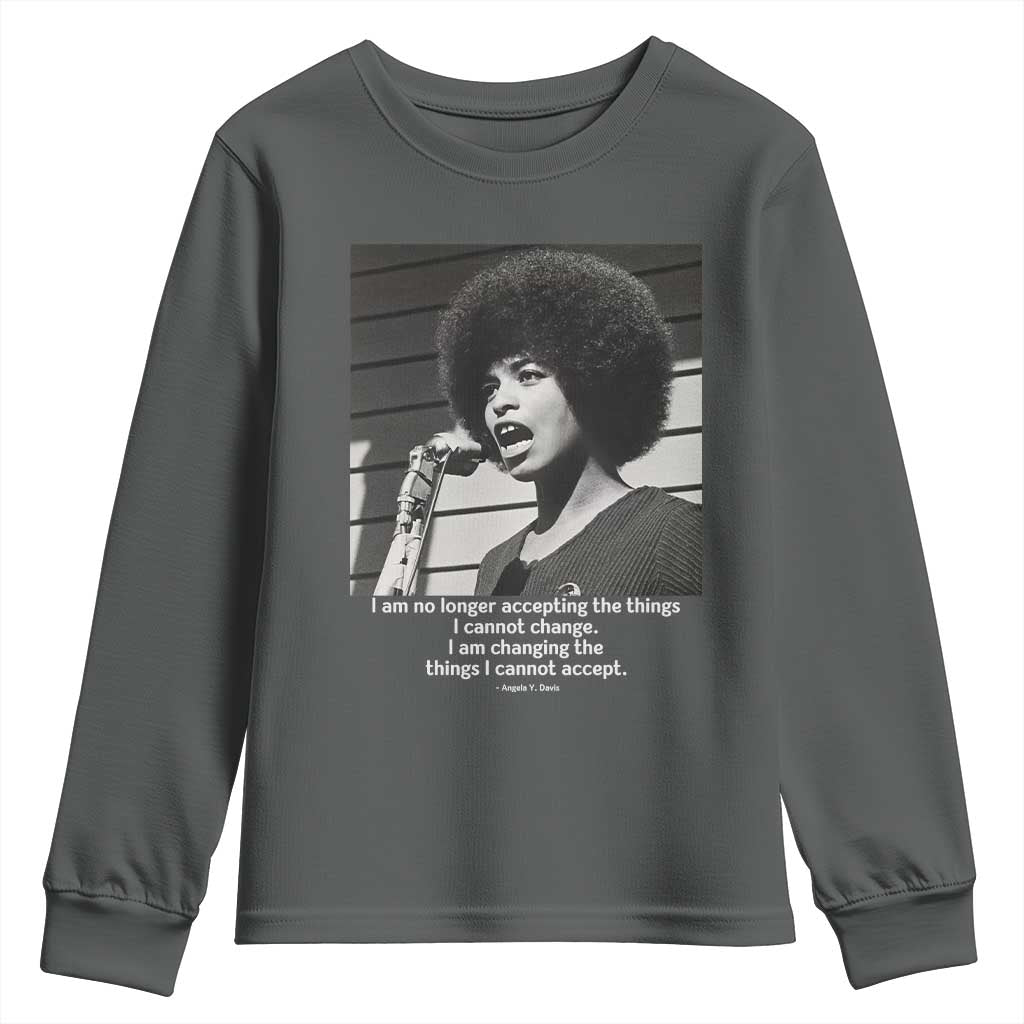 Angela Davis Inspirational Quote Youth Sweatshirt Black History African Pride Power - Wonder Print Shop