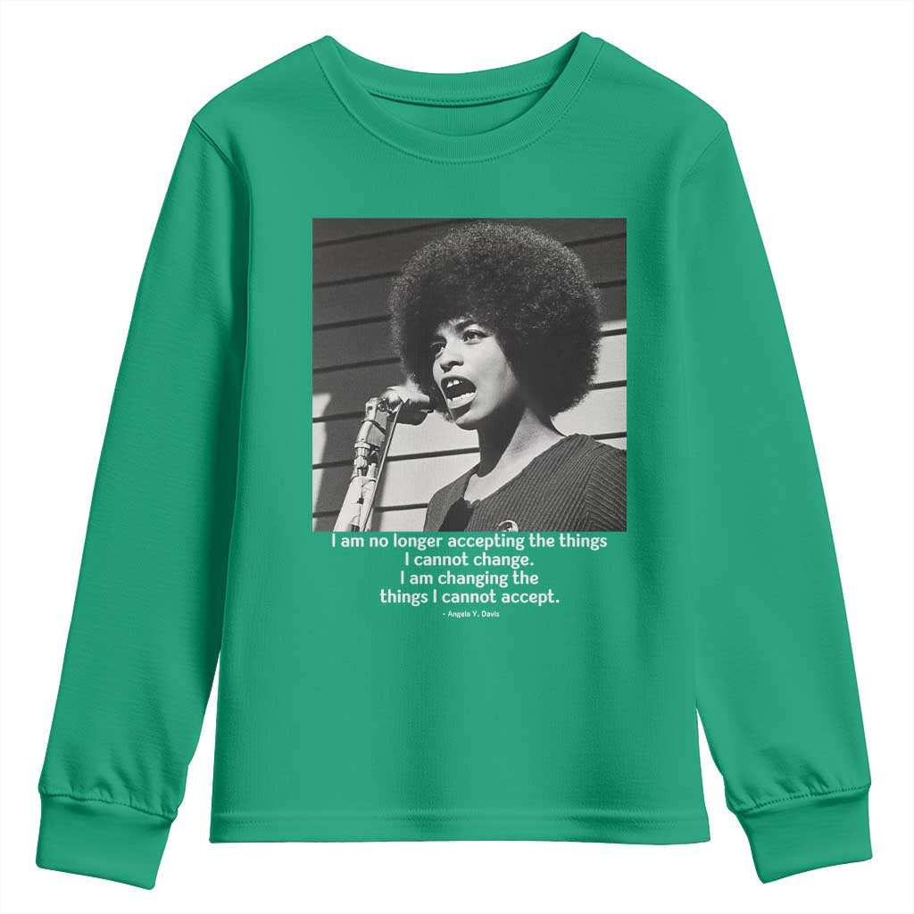 Angela Davis Inspirational Quote Youth Sweatshirt Black History African Pride Power - Wonder Print Shop