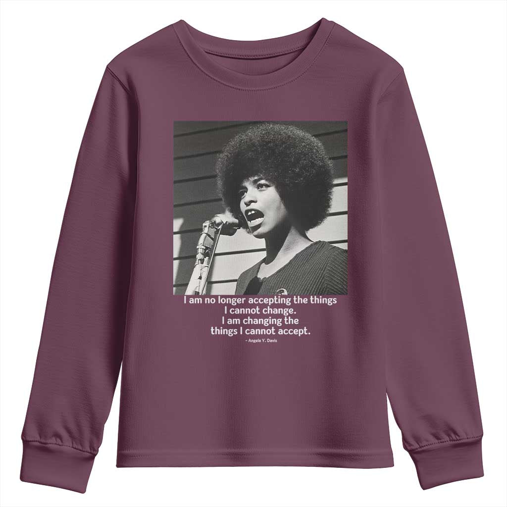 Angela Davis Inspirational Quote Youth Sweatshirt Black History African Pride Power - Wonder Print Shop