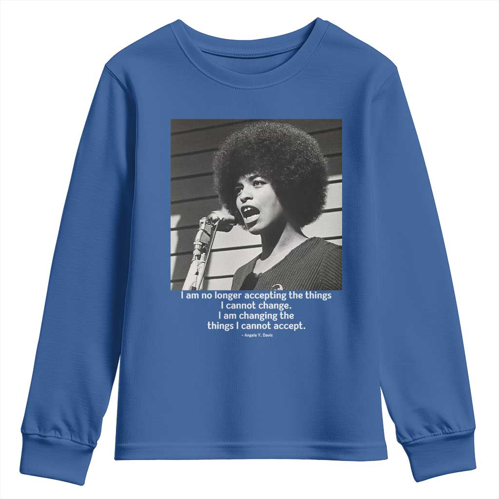 Angela Davis Inspirational Quote Youth Sweatshirt Black History African Pride Power - Wonder Print Shop