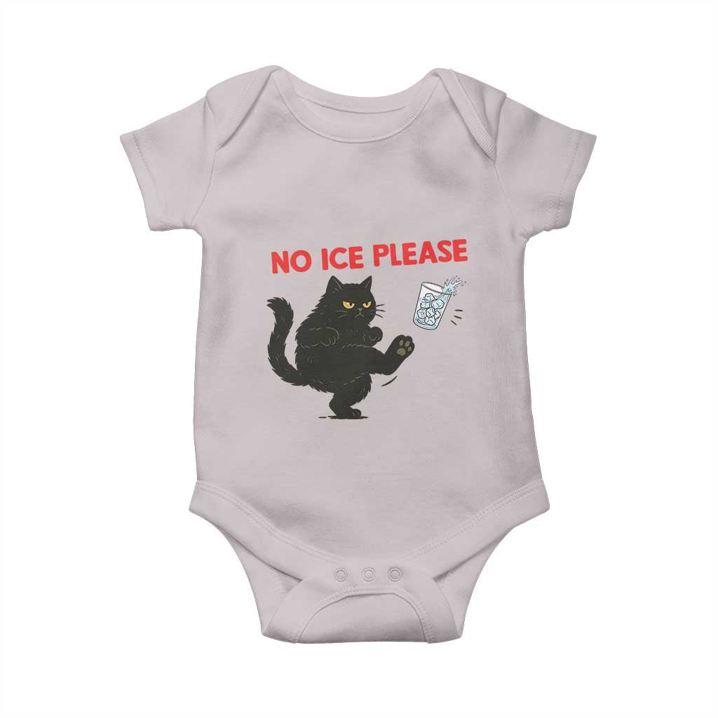 No Ice Please Baby Onesie Funny Black Cat Abolish ICE Meme Protest