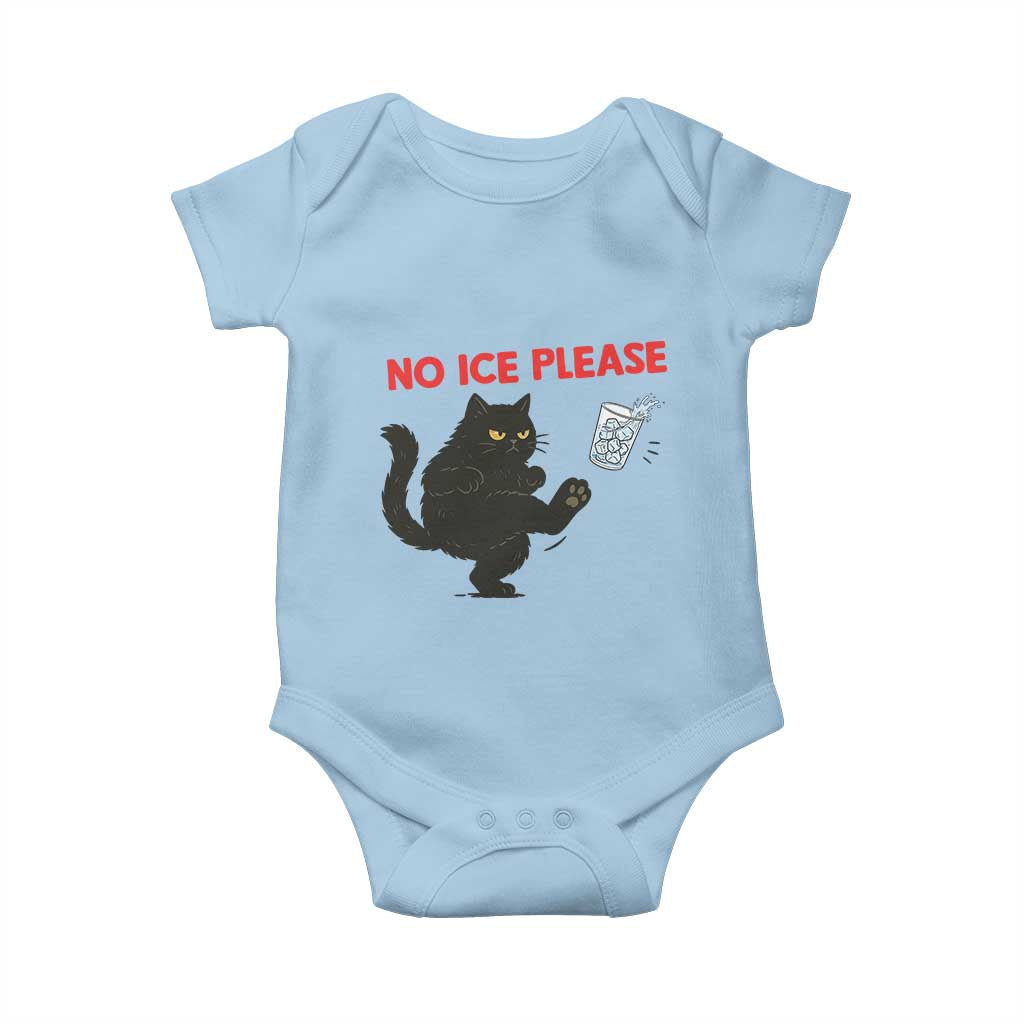 No Ice Please Baby Onesie Funny Black Cat Abolish ICE Meme Protest