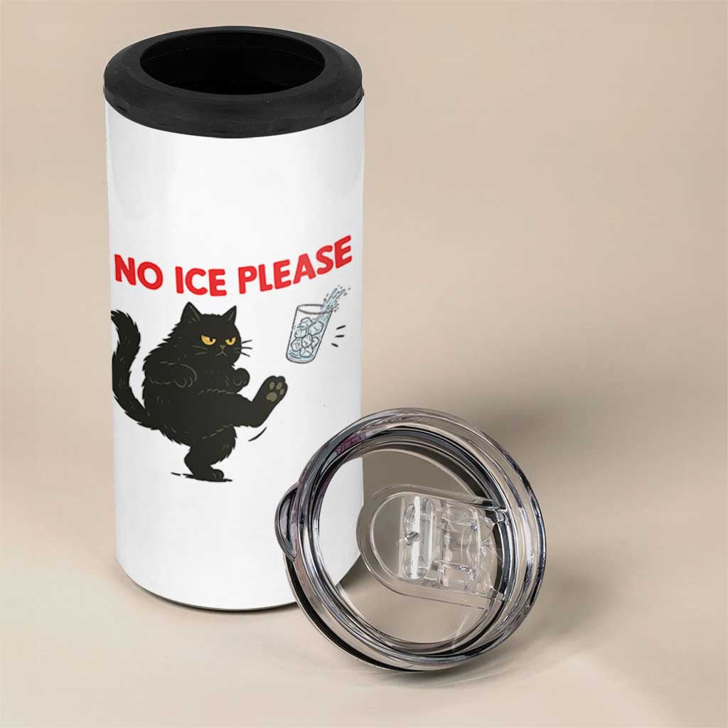 No Ice Please 4 in 1 Can Cooler Tumbler Funny Black Cat Abolish ICE Meme Protest
