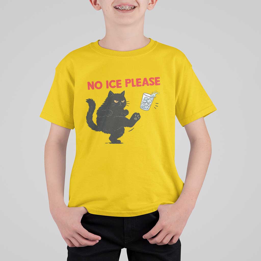No Ice Please T Shirt For Kid Funny Black Cat Abolish ICE Meme Protest