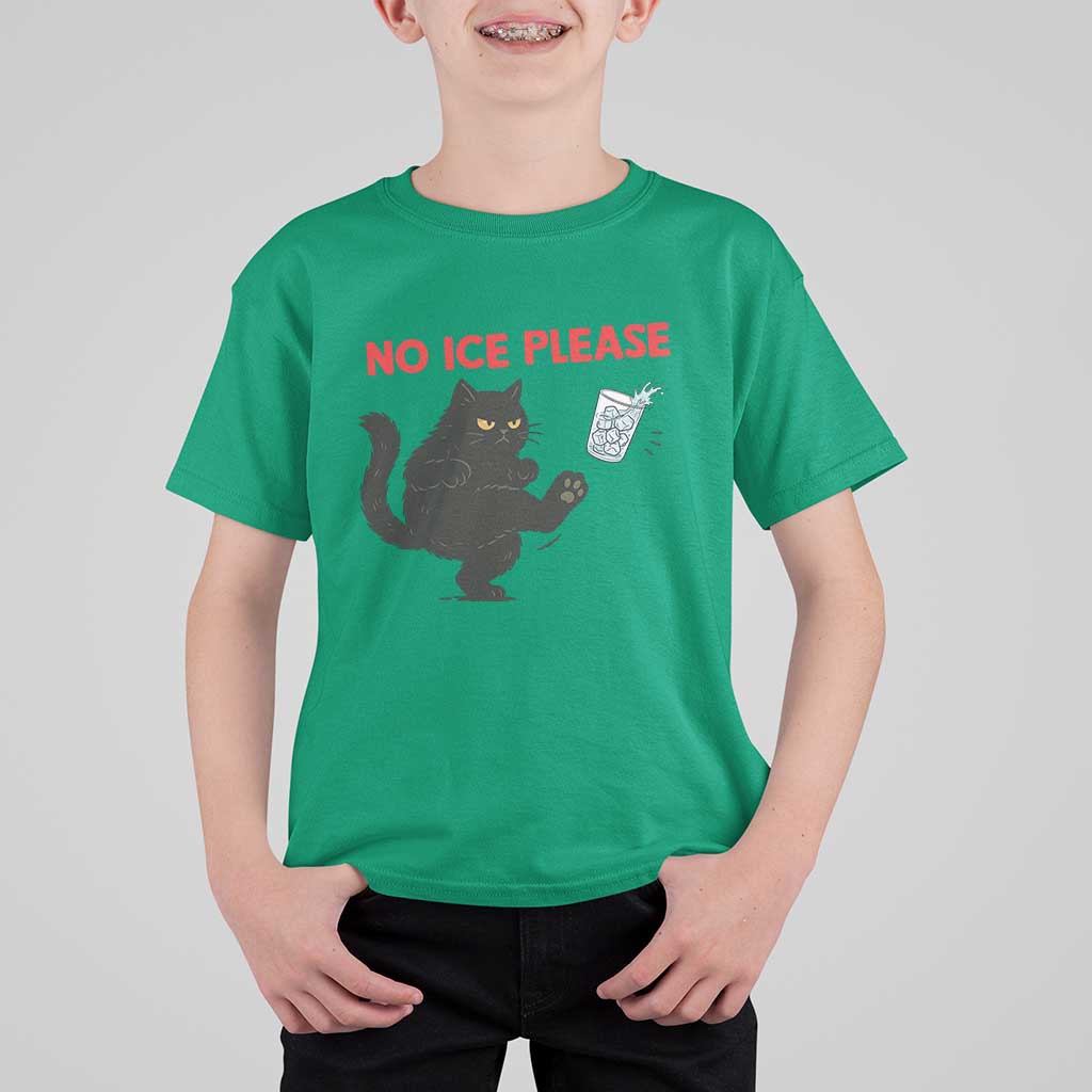 No Ice Please T Shirt For Kid Funny Black Cat Abolish ICE Meme Protest
