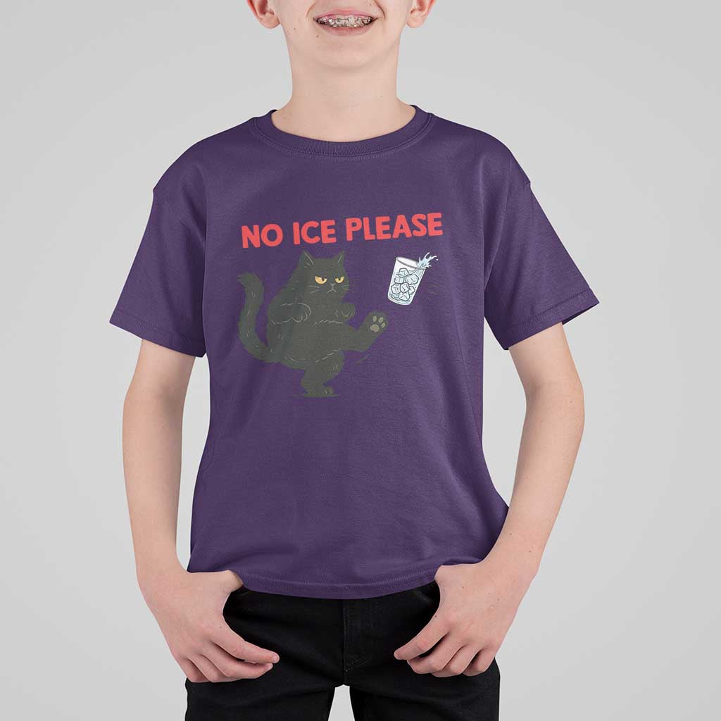No Ice Please T Shirt For Kid Funny Black Cat Abolish ICE Meme Protest