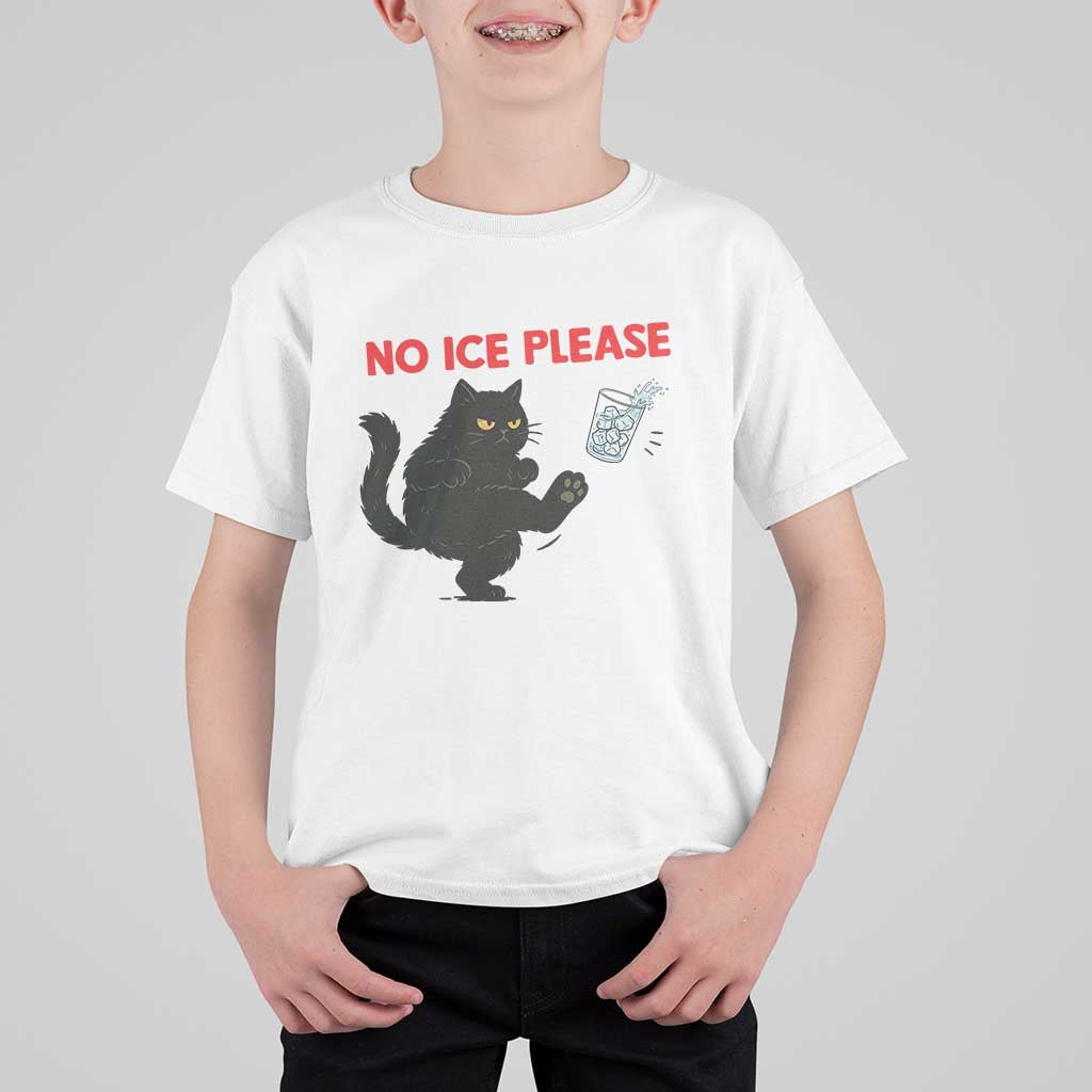 No Ice Please T Shirt For Kid Funny Black Cat Abolish ICE Meme Protest
