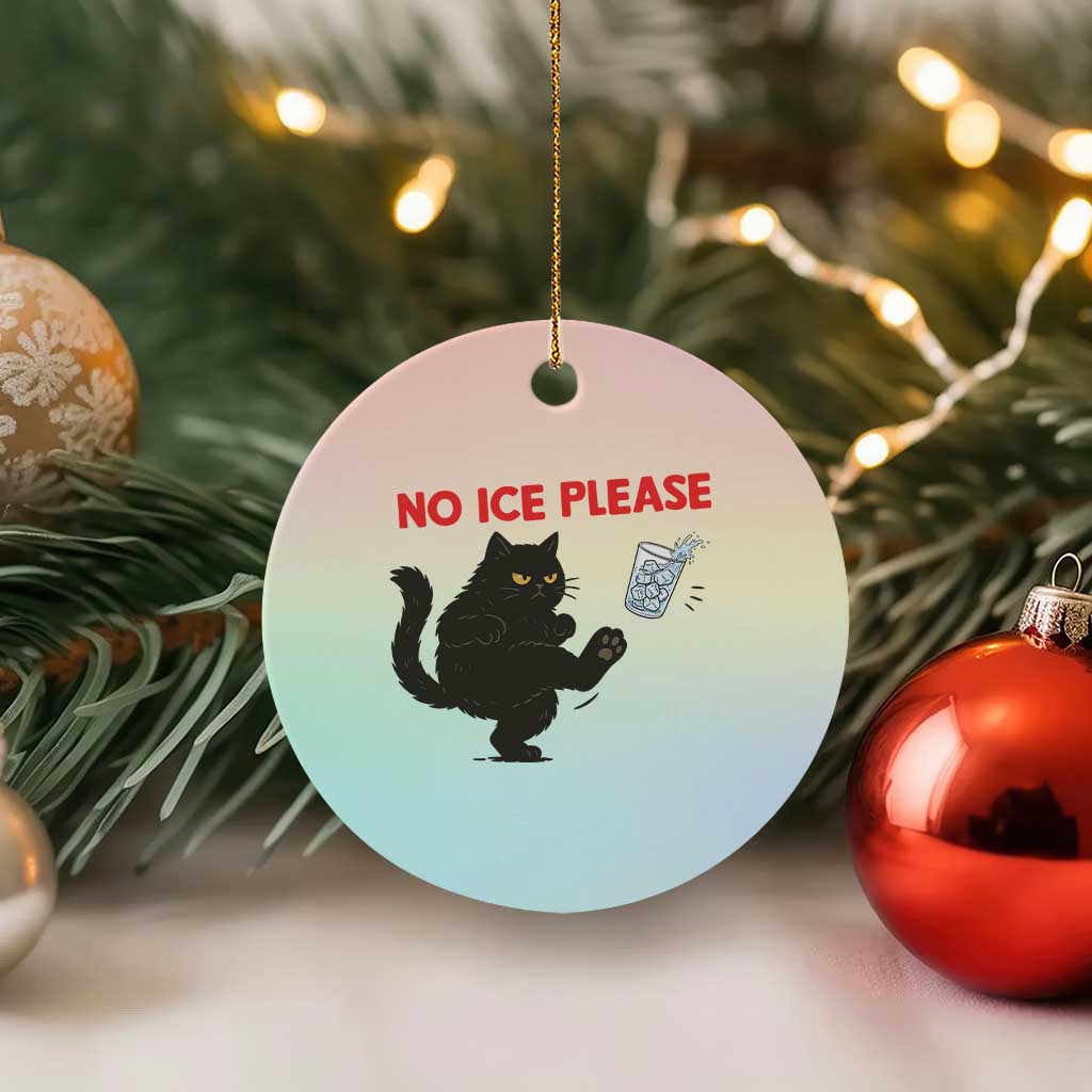 No Ice Please Ceramic Ornament Funny Black Cat Abolish ICE Meme Protest