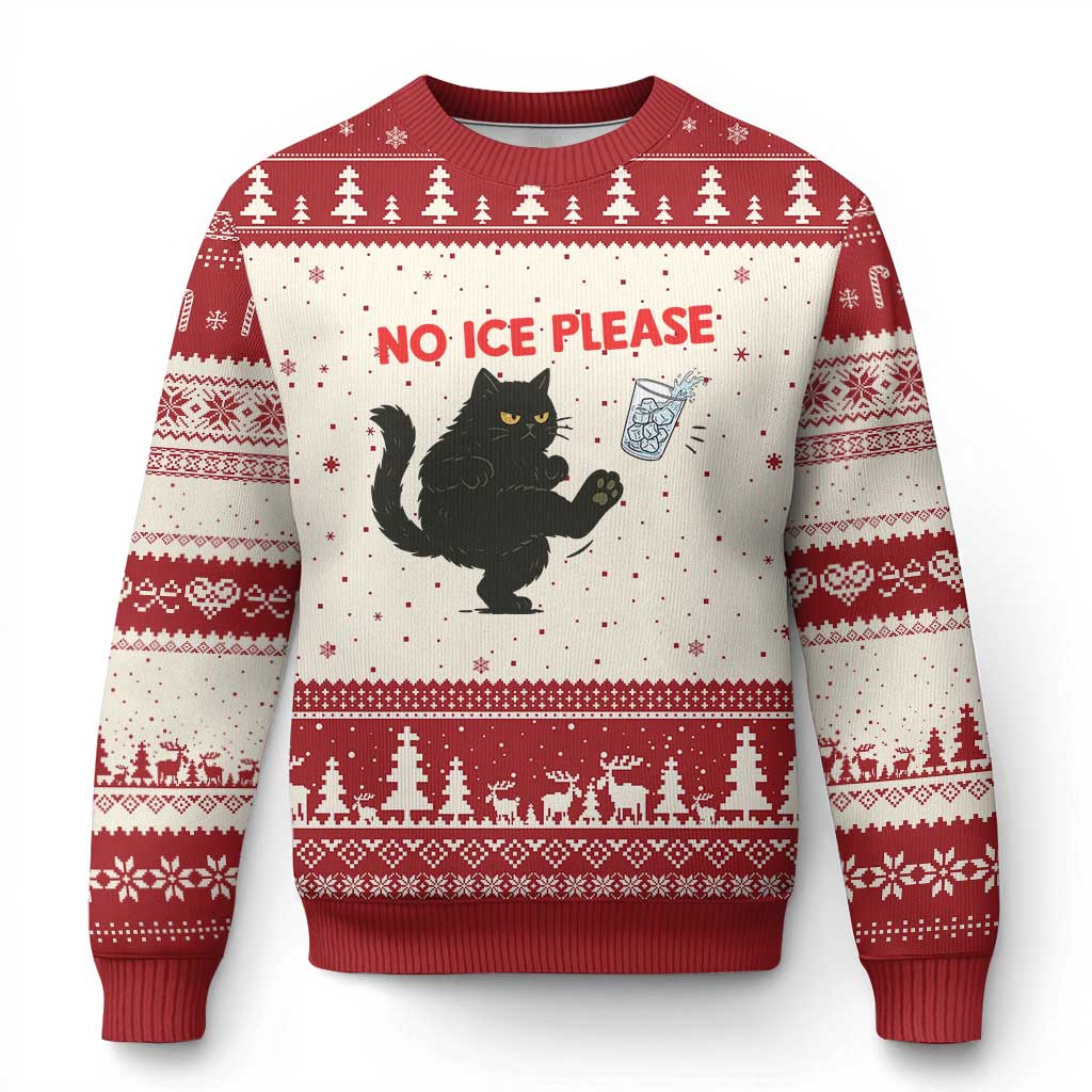 No Ice Please Ugly Christmas Sweater Funny Black Cat Abolish ICE Meme Protest